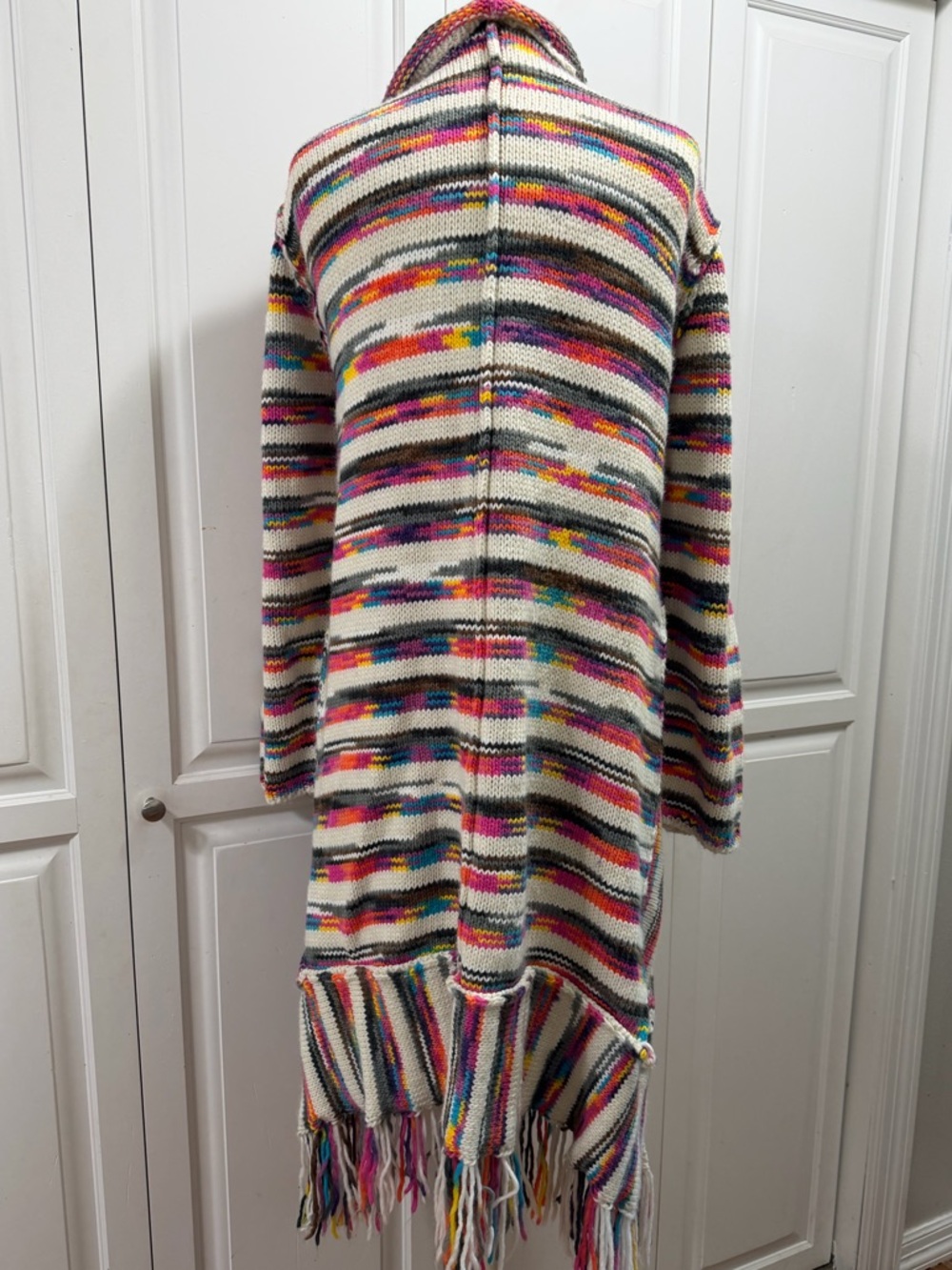 Open-Front Multicolor Fringe Cardigan - Picture 3 of 8